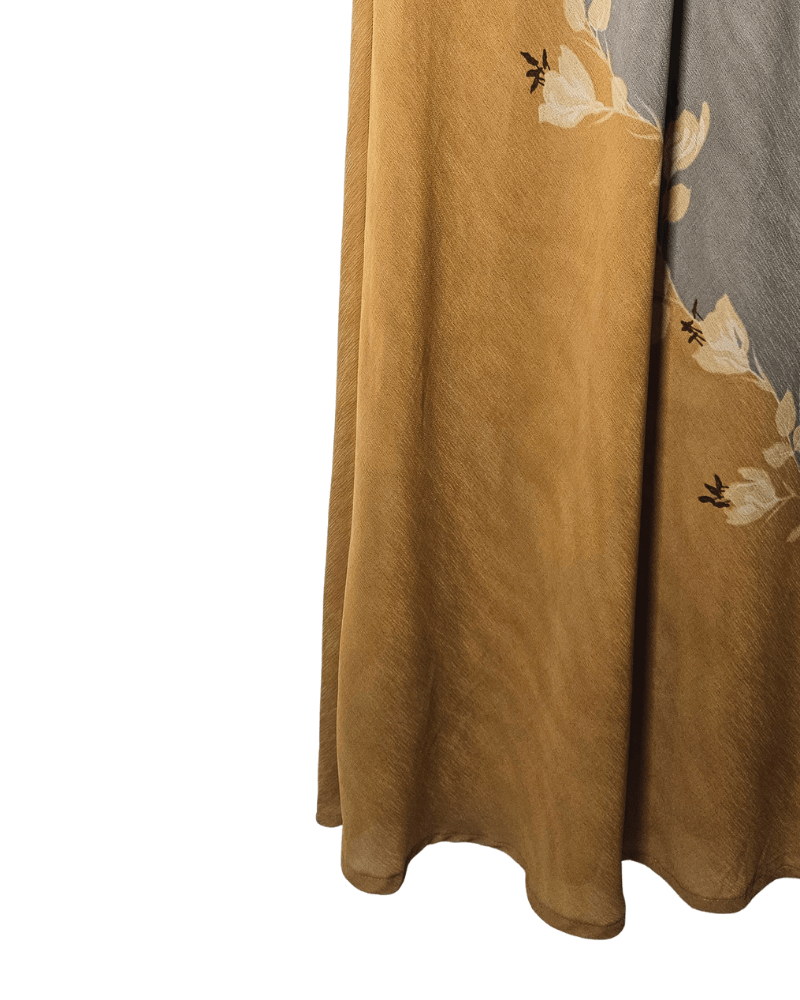 Vestido marrón y ocre con motivos florales - Una cosa